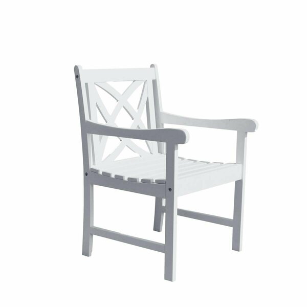 Homeroots 34 x 24 x 24 in. White Patio Armchair with Decorative Back 390011